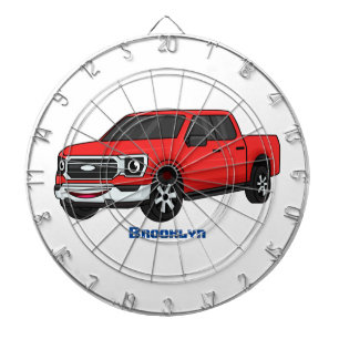 Niedlicher Truck-Cartoon mit rotem Lieferwagen Dartscheibe