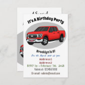 Niedlicher Truck-Cartoon mit rotem Lieferwagen Einladung (Vorne/Hinten)