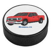 Niedlicher Truck-Cartoon mit rotem Lieferwagen Eishockey Puck (3/4)