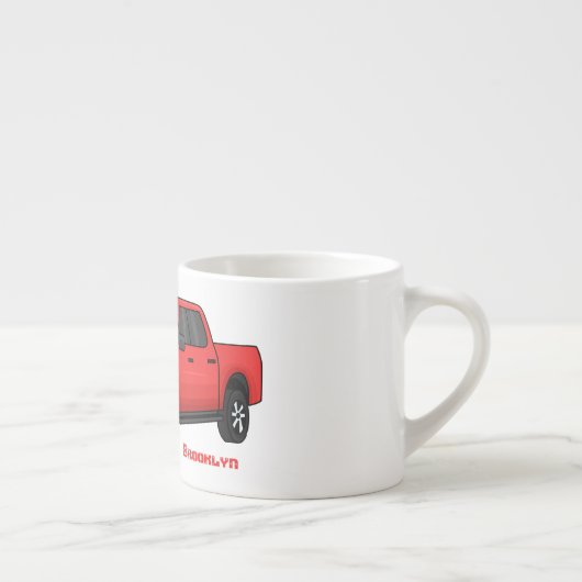 Niedlicher Truck-Cartoon mit rotem Lieferwagen Espressotasse (Rechts)