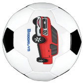 Niedlicher Truck-Cartoon mit rotem Lieferwagen Fußball (Gedreht)