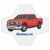 Niedlicher Truck-Cartoon mit rotem Lieferwagen Fußball (Flach)