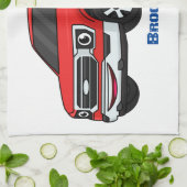 Niedlicher Truck-Cartoon mit rotem Lieferwagen Geschirrtuch (Gefaltet)