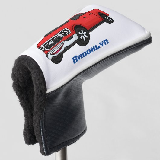 Niedlicher Truck-Cartoon mit rotem Lieferwagen Golf Headcover (3/4 Vorderseite)