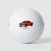 Niedlicher Truck-Cartoon mit rotem Lieferwagen Golfball (Vorderseite)