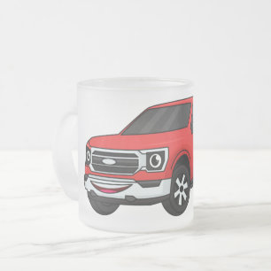 Niedlicher Truck-Cartoon mit rotem Lieferwagen Mattglastasse