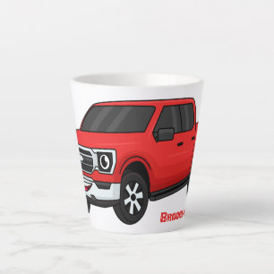 Niedlicher Truck-Cartoon mit rotem Lieferwagen Milchtasse