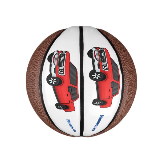 Niedlicher Truck-Cartoon mit rotem Lieferwagen Mini Basketball (Vertikal)
