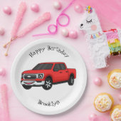 Niedlicher Truck-Cartoon mit rotem Lieferwagen Pappteller (Party)