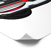 Niedlicher Truck-Cartoon mit rotem Lieferwagen Poster (Ecke)