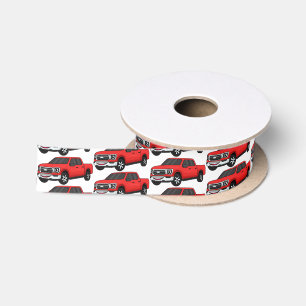 Niedlicher Truck-Cartoon mit rotem Lieferwagen Satinband