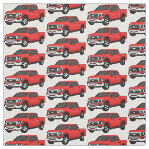 Niedlicher Truck-Cartoon mit rotem Lieferwagen Stoff