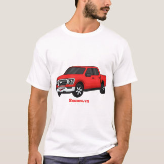 Niedlicher Truck-Cartoon mit rotem Lieferwagen T-Shirt
