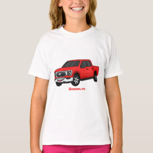 Niedlicher Truck-Cartoon mit rotem Lieferwagen T-Shirt