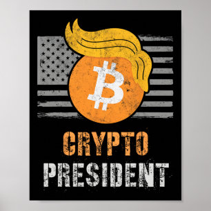 Niedlicher Trump America Crypto Präsident Einweihu Poster