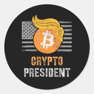 Niedlicher Trump America Crypto Präsident Einweihu Runder Aufkleber