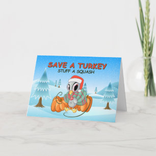Niedlicher Truthahn Vegan Weihnachten Karte