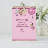 Niedlicher Tu Tu danken Ihnen 3,5"" das MÄDCHEN Dankeskarte (Stehend Vorderseite)