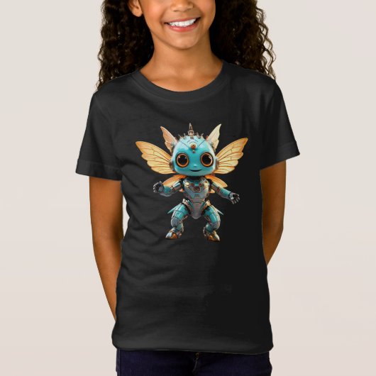 Niedlicher Türkis Tanzender Roboter Pixie T-Shirt (Vorderseite)