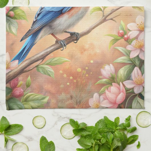 Niedlicher Türkisbird Geschirrtuch (Gefaltet)