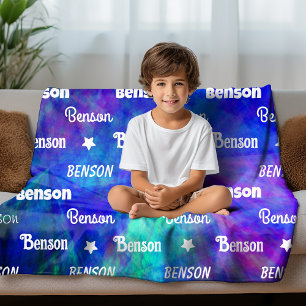 Niedlicher türkisblauer Name personalisiert Fleecedecke