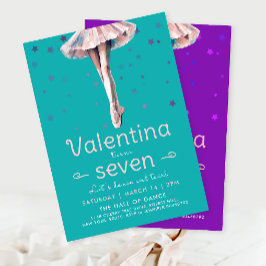 Niedlicher türkisfarbener Ballerina-Tanz und Twirt Einladung