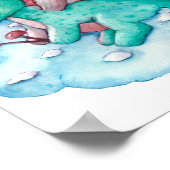 Niedlicher türkisfarbener Drache auf einem Cloud-D Poster (Ecke)