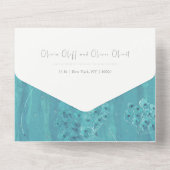 Niedlicher türkisfarbener Fluss in einer Einladung (Rückseite)