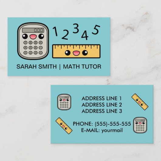 Niedlicher Tutor für Rechentechnik Visitenkarte (Vorne/Hinten)