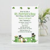 Niedlicher Twin Boy und Girl St. Patrick's Day Geb Einladung (Stehend Vorderseite)
