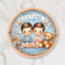 Niedlicher Twin Boys Baby Dusche Wasserfarbe Teddy