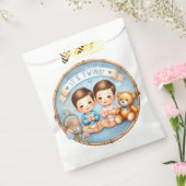 Niedlicher Twin Boys Baby Dusche Wasserfarbe Teddy Geschenktütchen (Versiegelt)