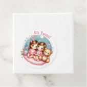 Niedlicher Twin Girl's Baby Shower Watercolor Tedd Geschenkanhänger (Beispiel)
