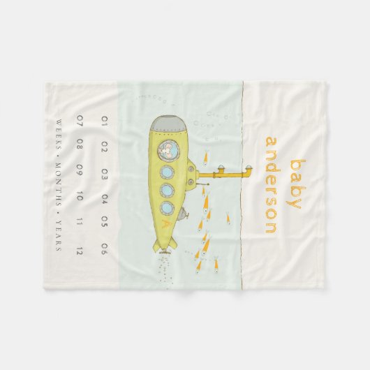 Niedlicher U-Boot-Meilenstein Fleecedecke (Vorderseite (Horizontal))