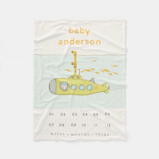 Niedlicher U-Boot-Meilenstein Fleecedecke (Vorderseite)