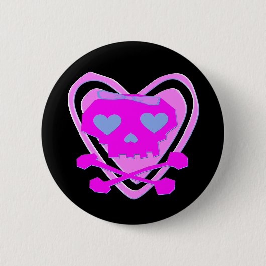 NIEDLICHER U. GIRLY EMO SCHÄDEL BUTTON (Vorderseite)
