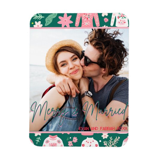 Niedlicher Ugly Sweater Erste Weihnachtsnacht Verh Magnet (Vertikal)