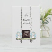 Niedlicher Ultraschall dank Elephant Swinging Dankeskarte (Stehend Vorderseite)