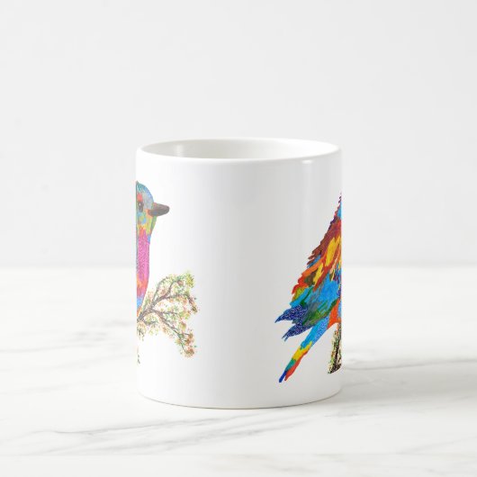 Niedlicher und Adorable-Vogel auf einer Zweigstell Kaffeetasse (Mittel)