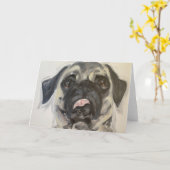 niedlicher und alberner Mops Karte (Gelbe Blume)