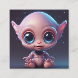 Niedlicher und bezaubernder Cartoon Alien Baby Quadratische Visitenkarte
