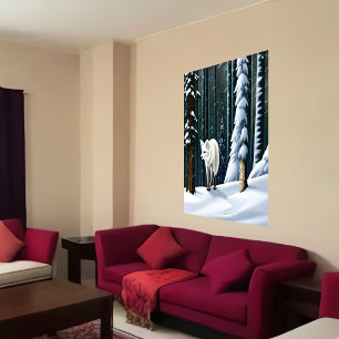 Niedlicher und bezaubernder Schneefeld AI Art Po Poster