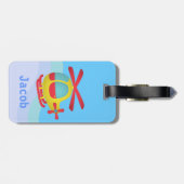 Niedlicher und bunter Hubschrauber für Kinder Gepäckanhänger (Rückseite horizontal)