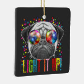 Niedlicher und Cooler Weihnachtshund mit Lichtern  Keramikornament (Rechts)