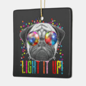 Niedlicher und Cooler Weihnachtshund mit Lichtern  Keramikornament (Links)