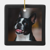 Niedlicher und Cooler Weihnachtshund mit Lichtern  Keramikornament (Rückseite)