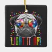 Niedlicher und Cooler Weihnachtshund mit Lichtern  Keramikornament (Vorderseite)