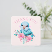 Niedlicher und erlesener Blauer Babypapagei Dankeskarte (Stehend Vorderseite)