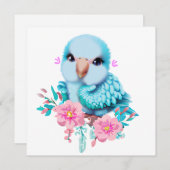 Niedlicher und erlesener Blauer Babypapagei Feiertagskarte (Vorne/Hinten)