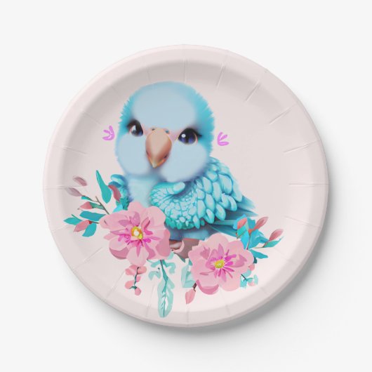 Niedlicher und erlesener Blauer Babypapagei Pappteller (Vorderseite)